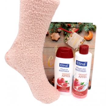 Pflegeset Granatapfel mit Kuschelsocken 3/4-teilig